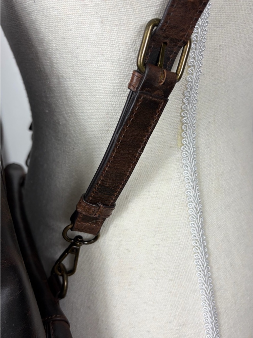 Rachel Roy Distressed Leather Drawstring Backpack Tote - Dark Brown - Picture 7 of 11